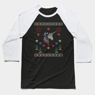 Ugly Unicorn Christmas Sweater Baseball T-Shirt